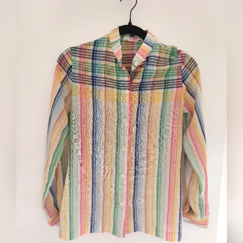 Vintage Sears long sleeve button down rainbow shirt